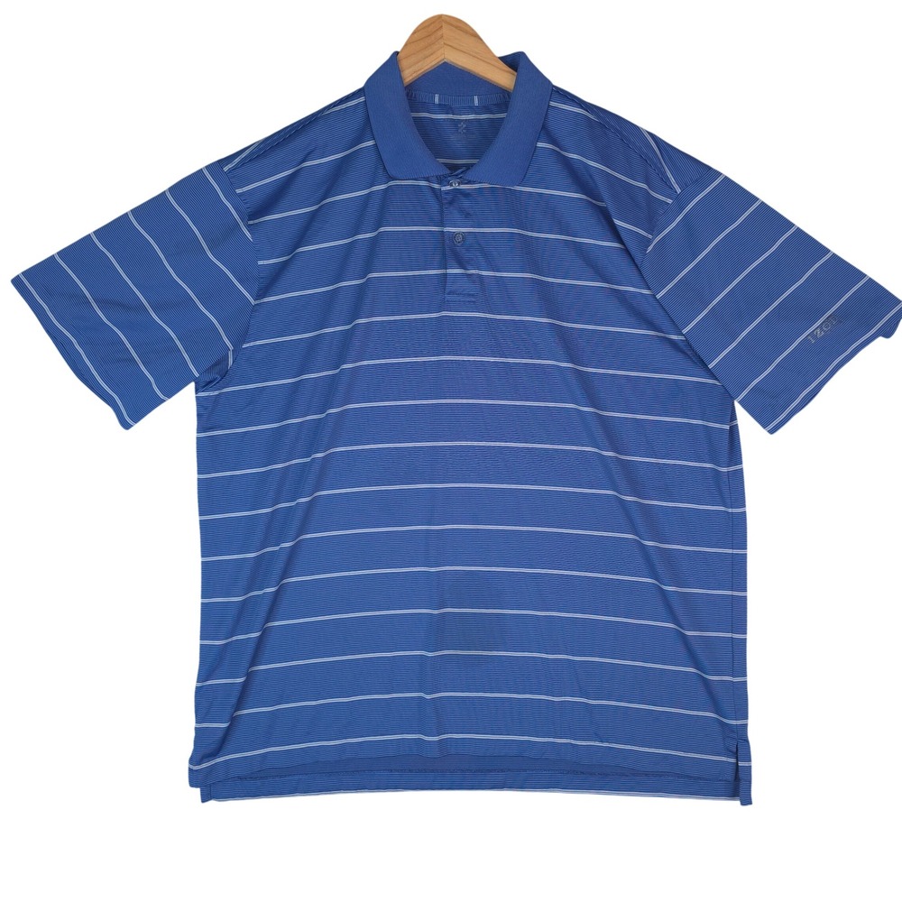IZOD Golf Polo Shirt Men XL Blue Striped Performance Short Sleeve Cool FX Series